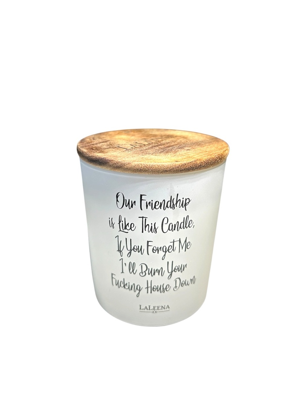 Friendship Message Glass Candle with Wood Lid